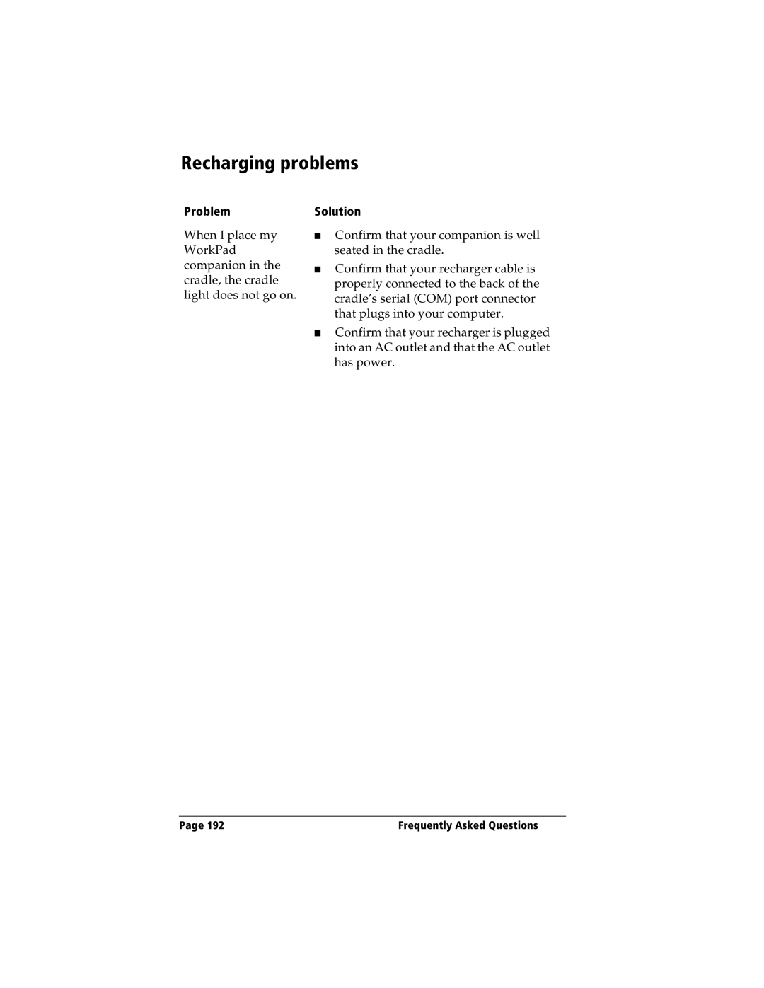 IBM WORKPADC3 manual Recharging problems 