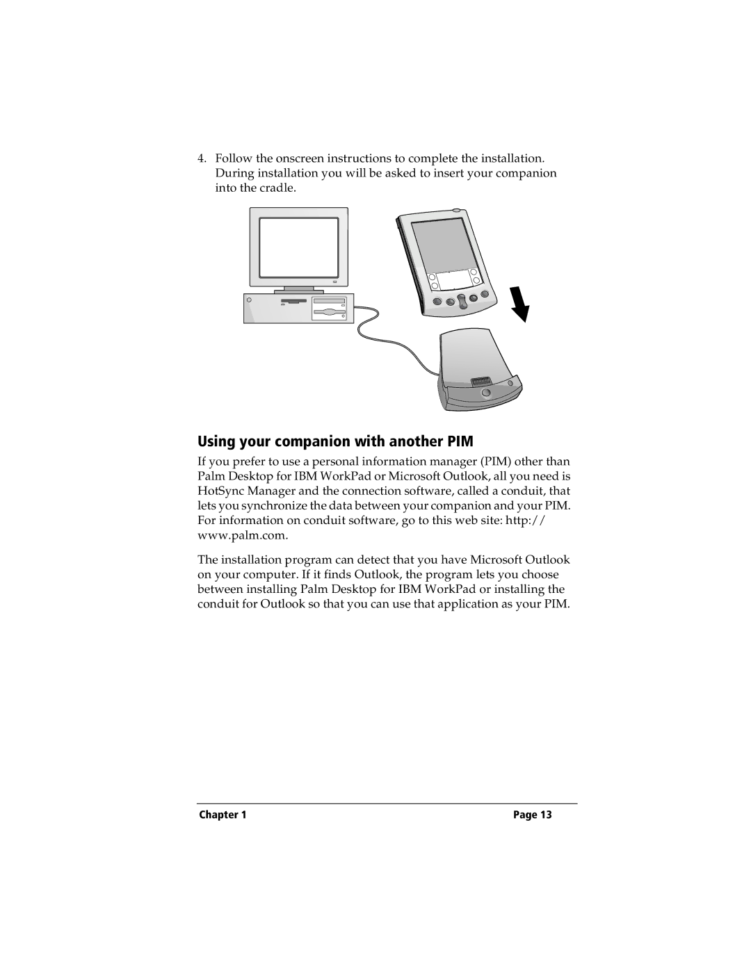 IBM WORKPADC3 manual Using your companion with another PIM 