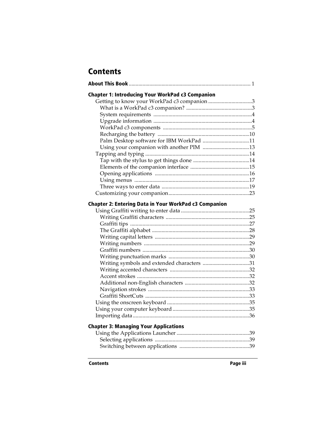 IBM WORKPADC3 manual Contents 