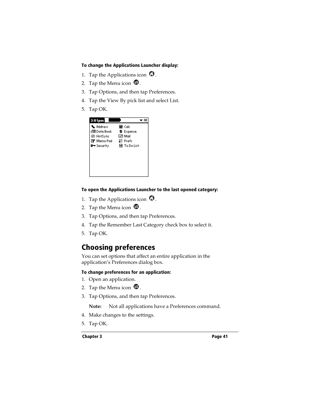 IBM WORKPADC3 manual Choosing preferences 