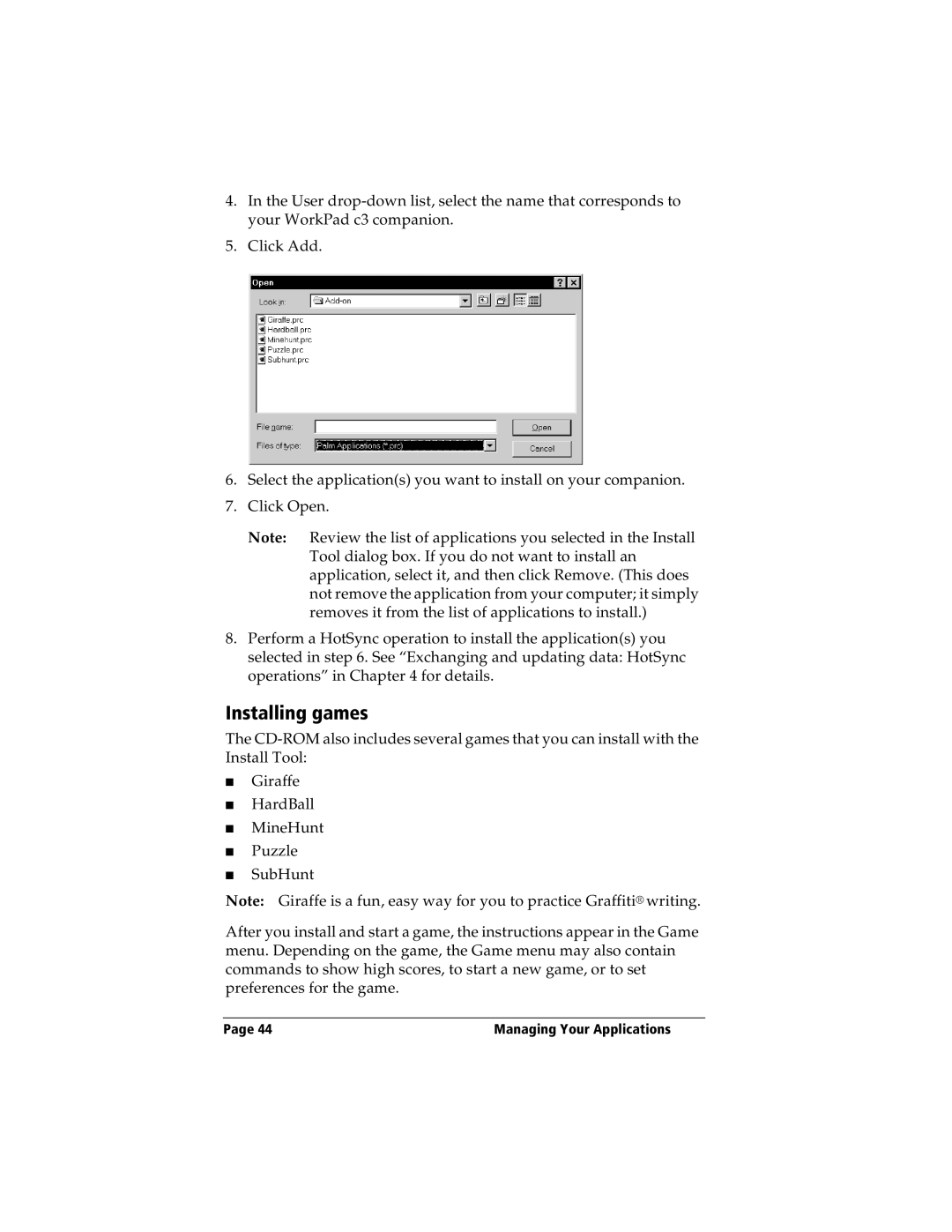 IBM WORKPADC3 manual Installing games 