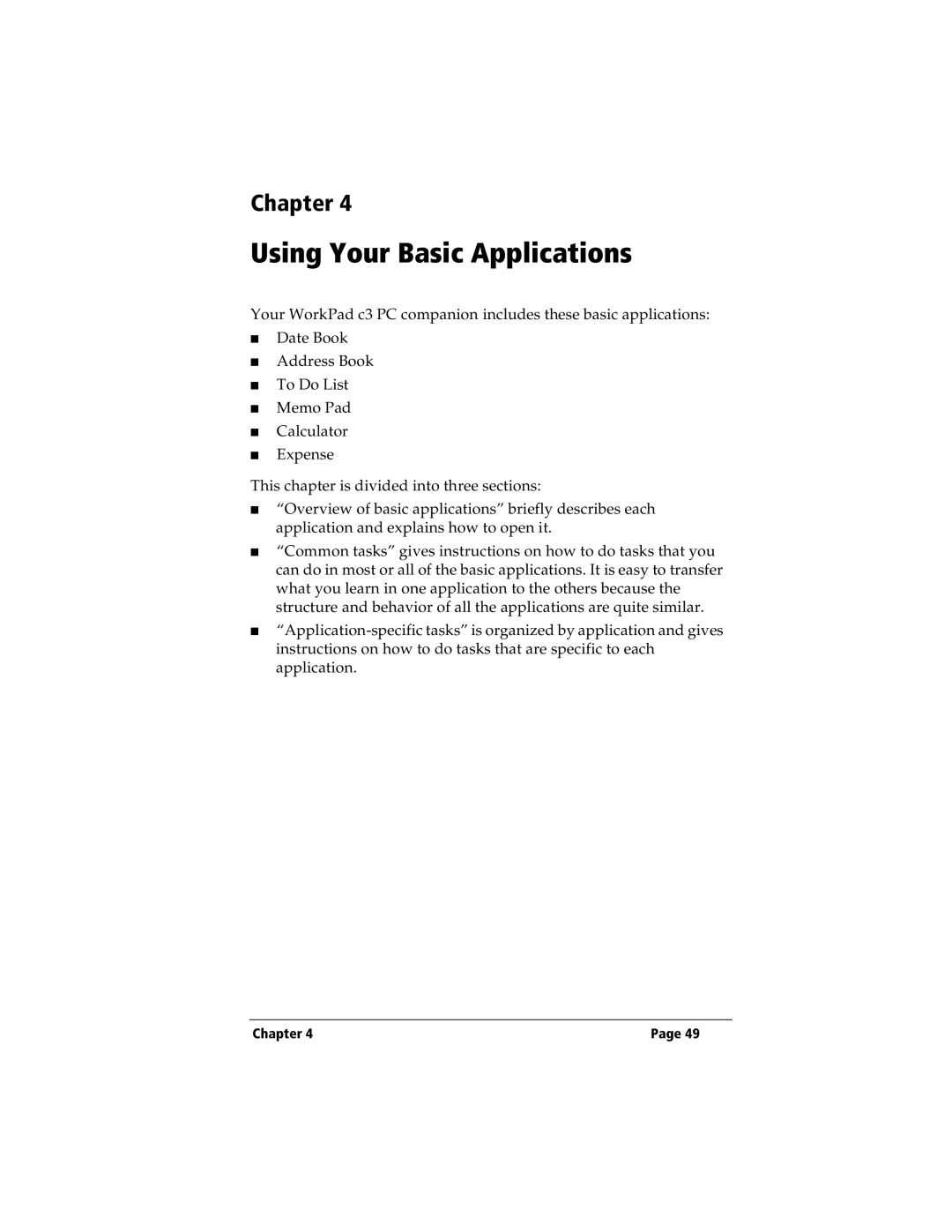 IBM WORKPADC3 manual Using Your Basic Applications 