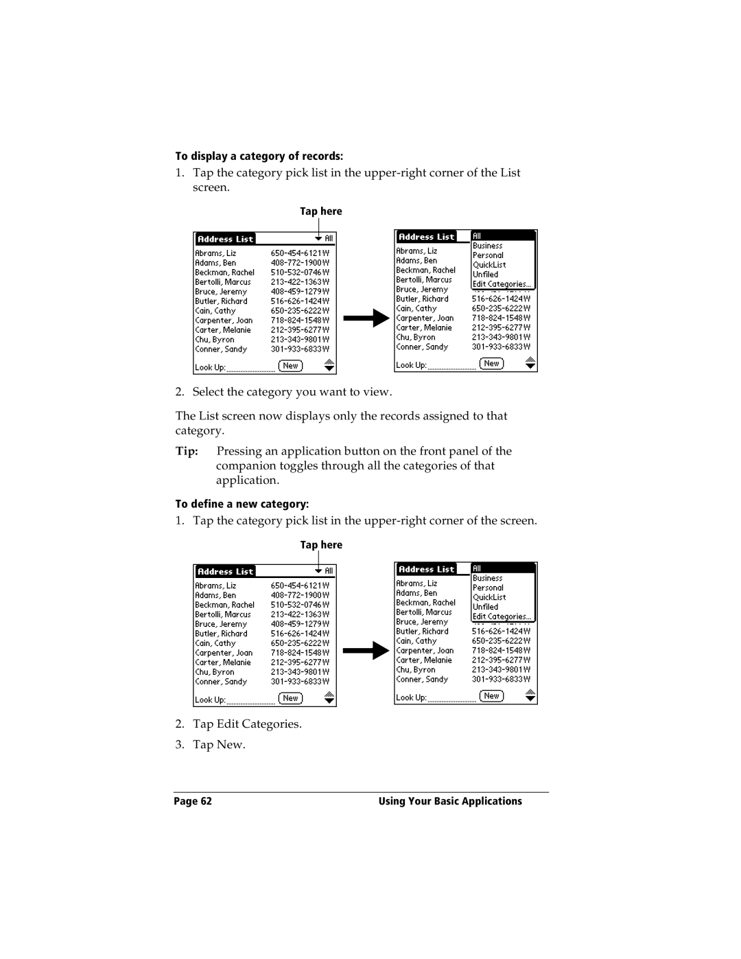 IBM WORKPADC3 manual Tap Edit Categories Tap New 