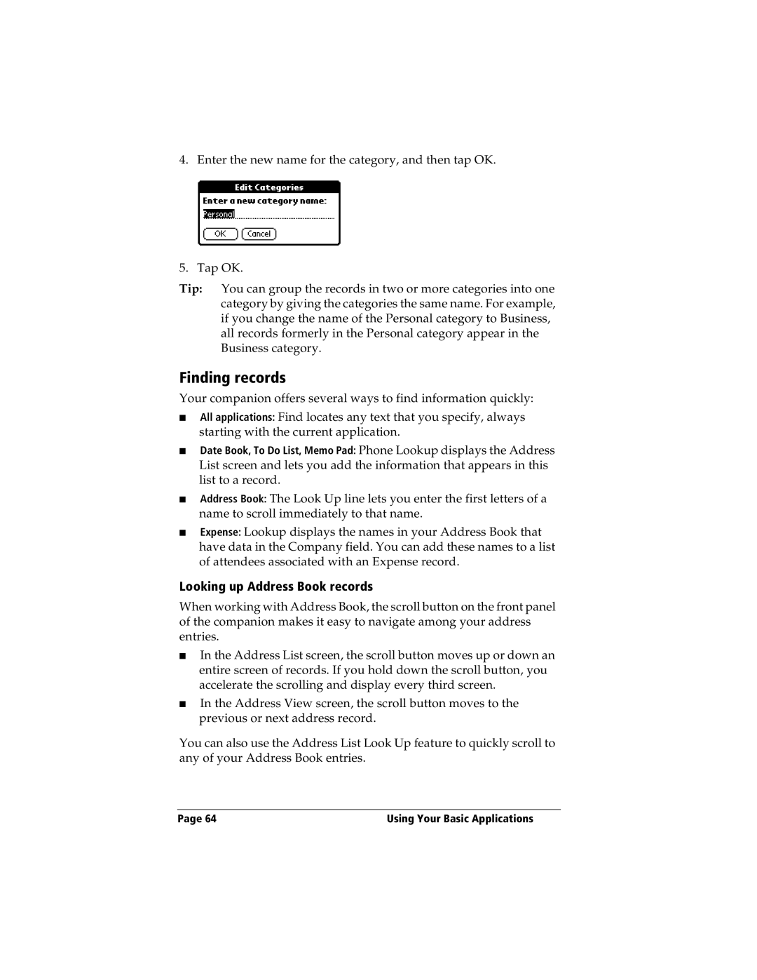 IBM WORKPADC3 manual Finding records, Looking up Address Book records 