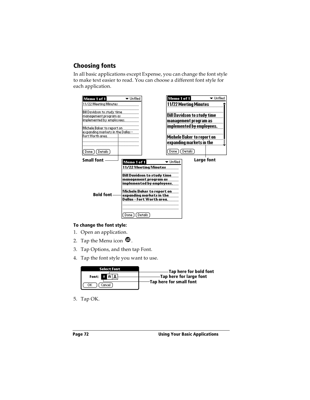 IBM WORKPADC3 manual Choosing fonts 