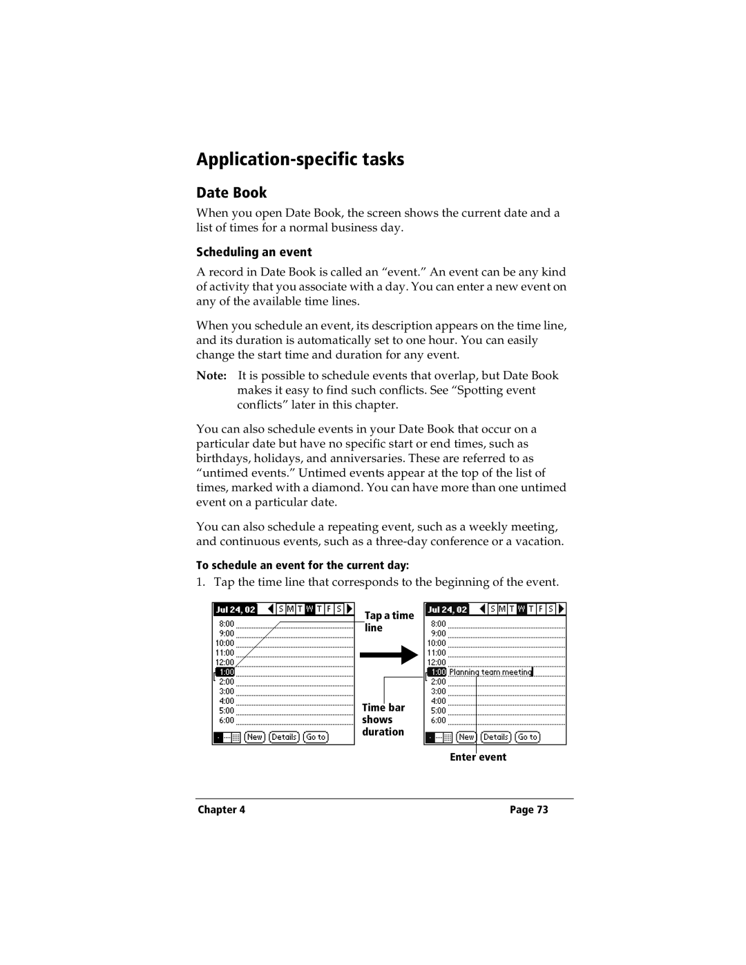 IBM WORKPADC3 manual Application-specific tasks, Scheduling an event 