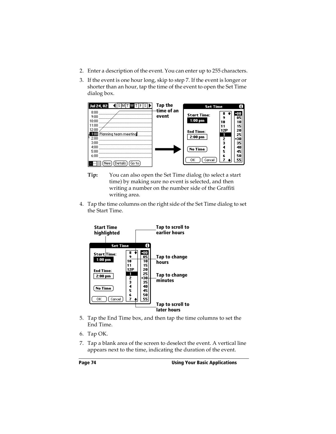 IBM WORKPADC3 manual Tap the time of an event 