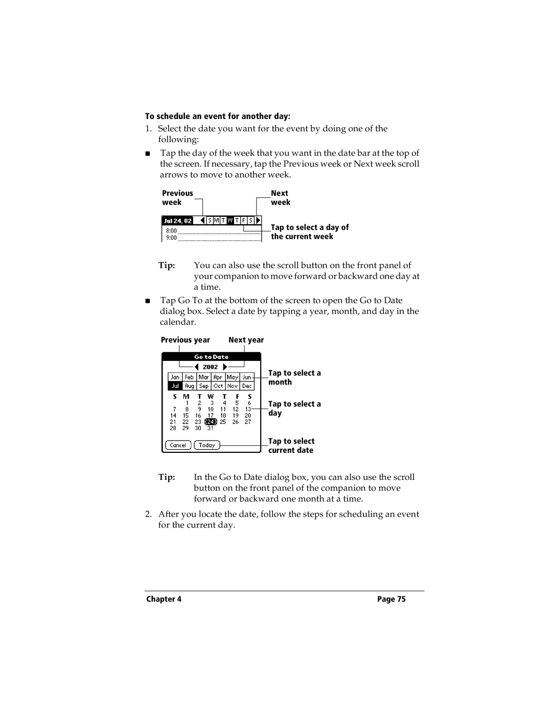 IBM WORKPADC3 manual To schedule an event for another day 