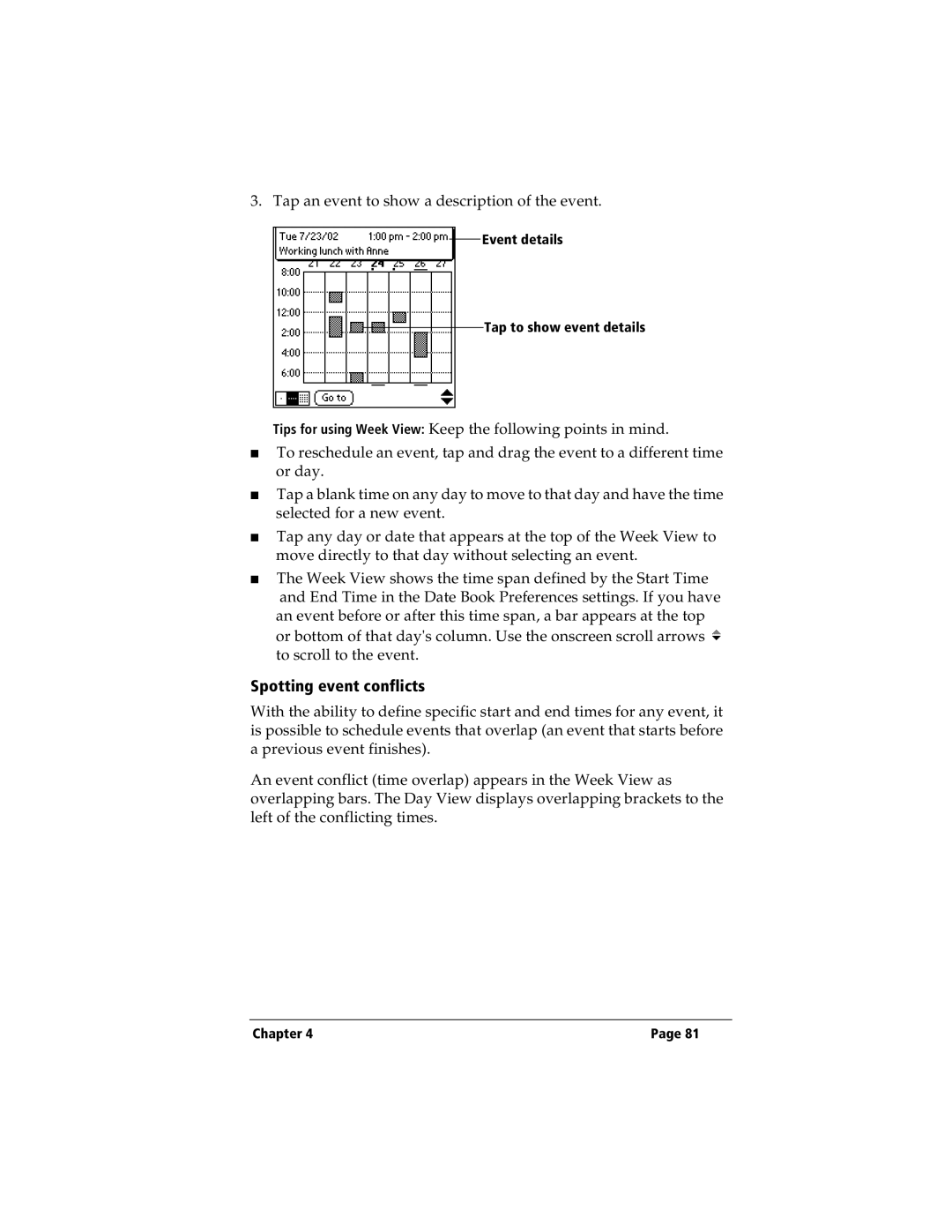 IBM WORKPADC3 manual Spotting event conflicts 