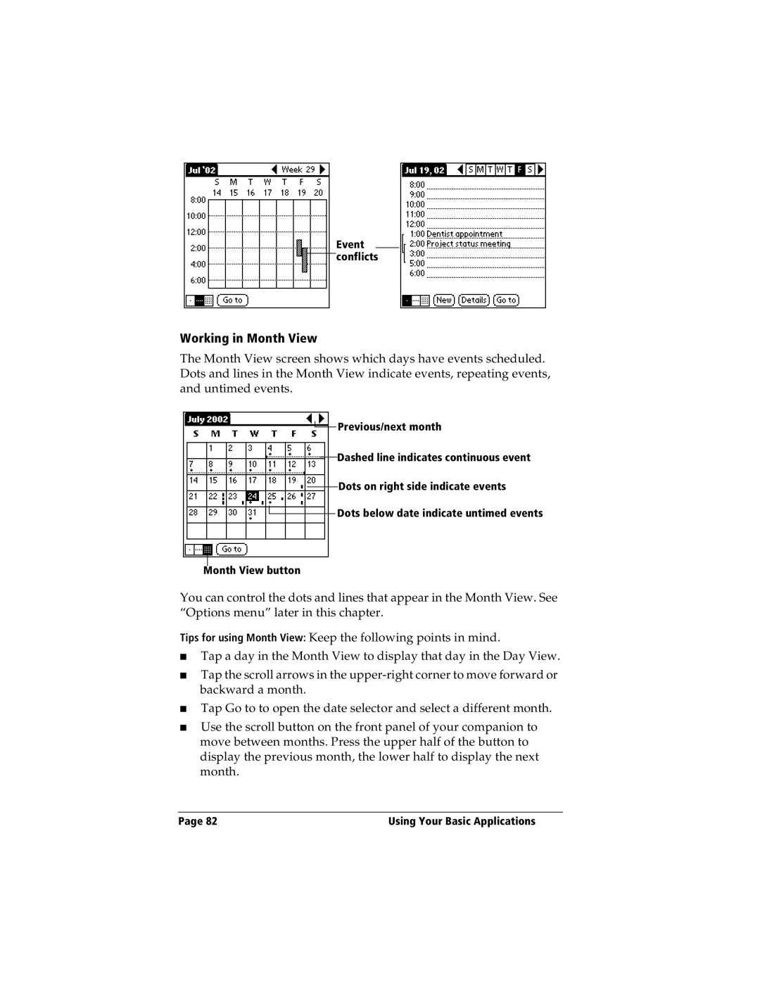 IBM WORKPADC3 manual Working in Month View 