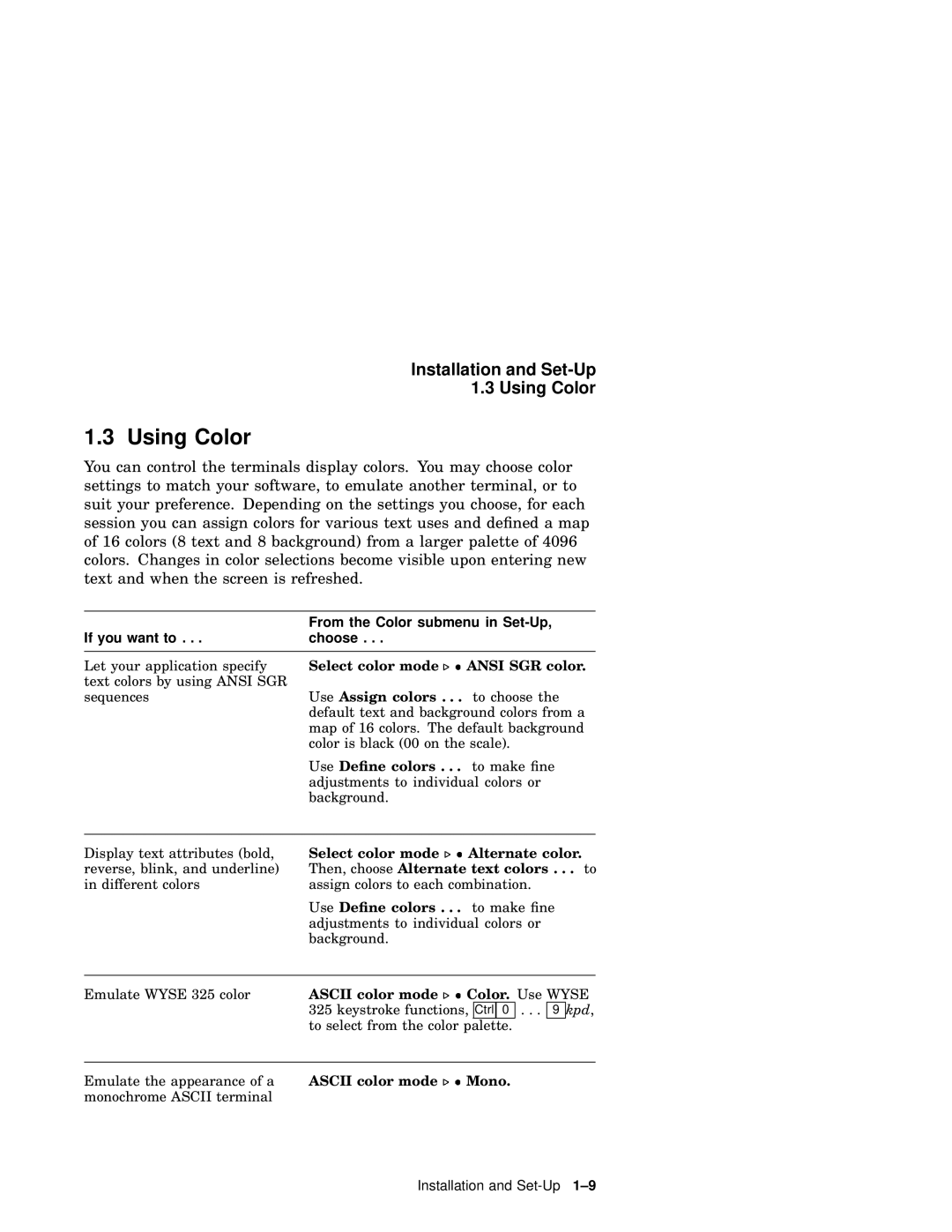 IBM WS525 manual Using Color, If you want to From the Color submenu in Set-Up Choose 