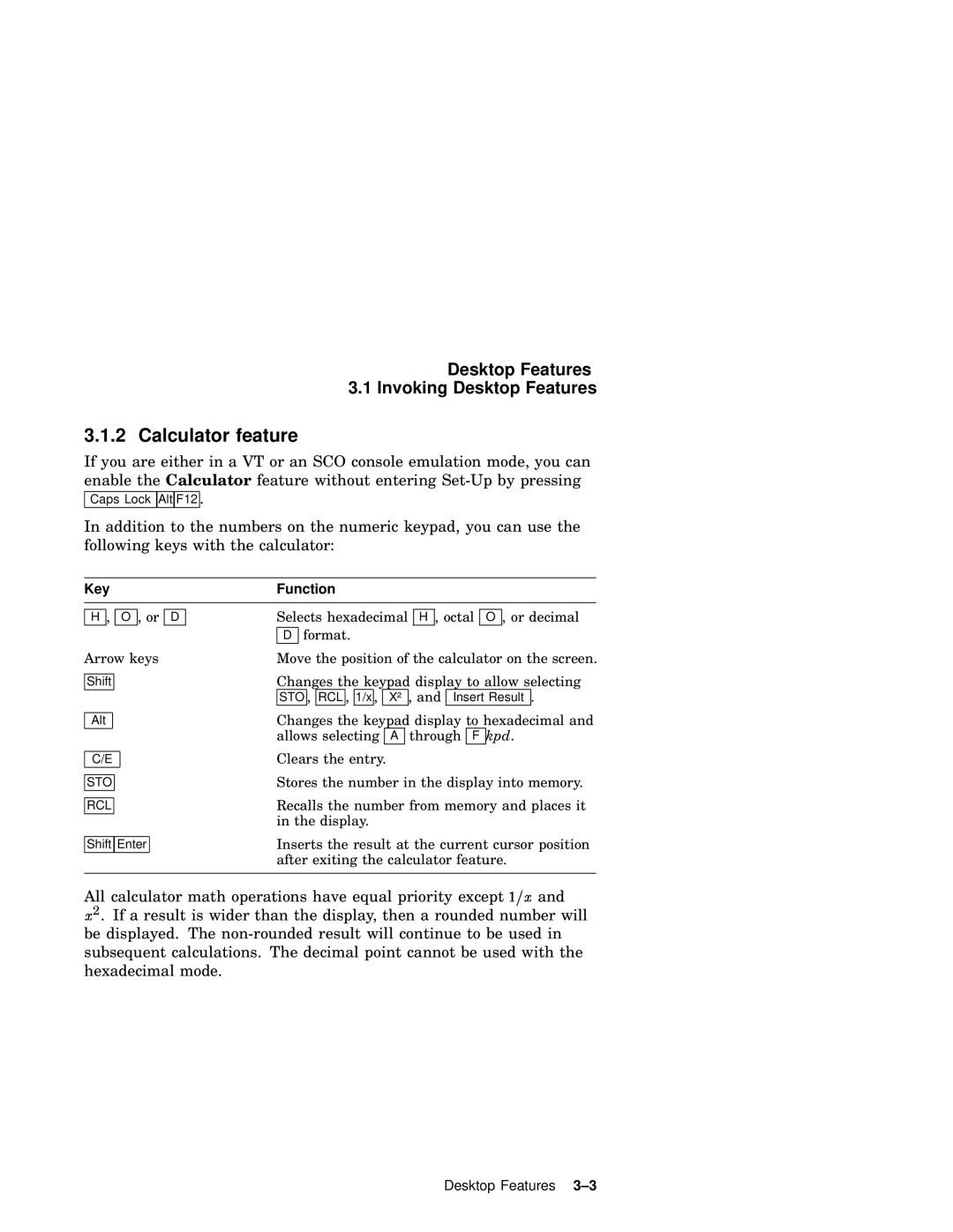 IBM WS525 manual Calculator feature, KeyFunction 