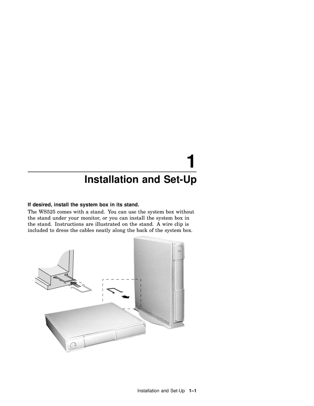 IBM WS525 manual Installation and Set-Up, If desired, install the system box in its stand 