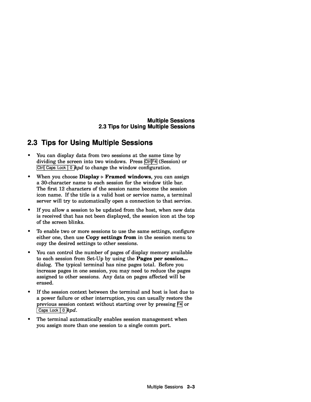 IBM WS525 manual Multiple Sessions 2.3 Tips for Using Multiple Sessions 