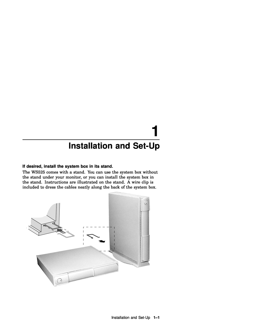 IBM WS525 manual Installation and Set-Up, If desired, install the system box in its stand 
