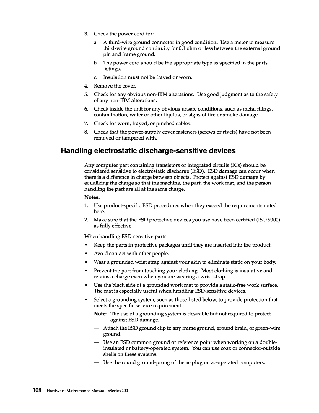 IBM x Series 200 manual Handling electrostatic discharge-sensitive devices 