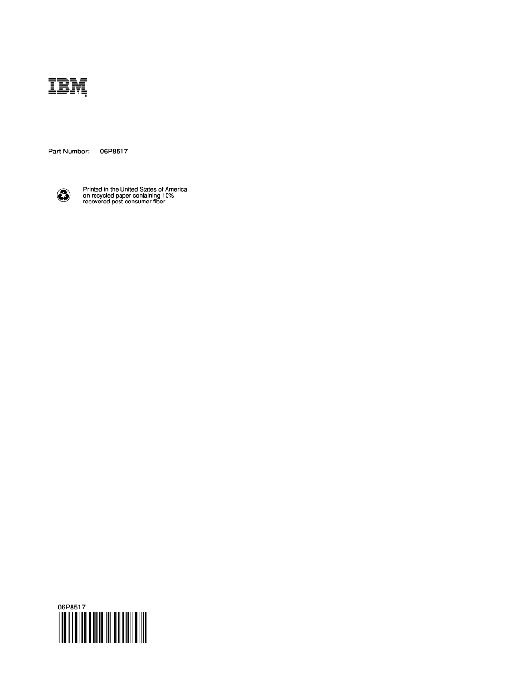 IBM x Series 200 manual 0406P8517, Ibm@, Part Number 06P8517 