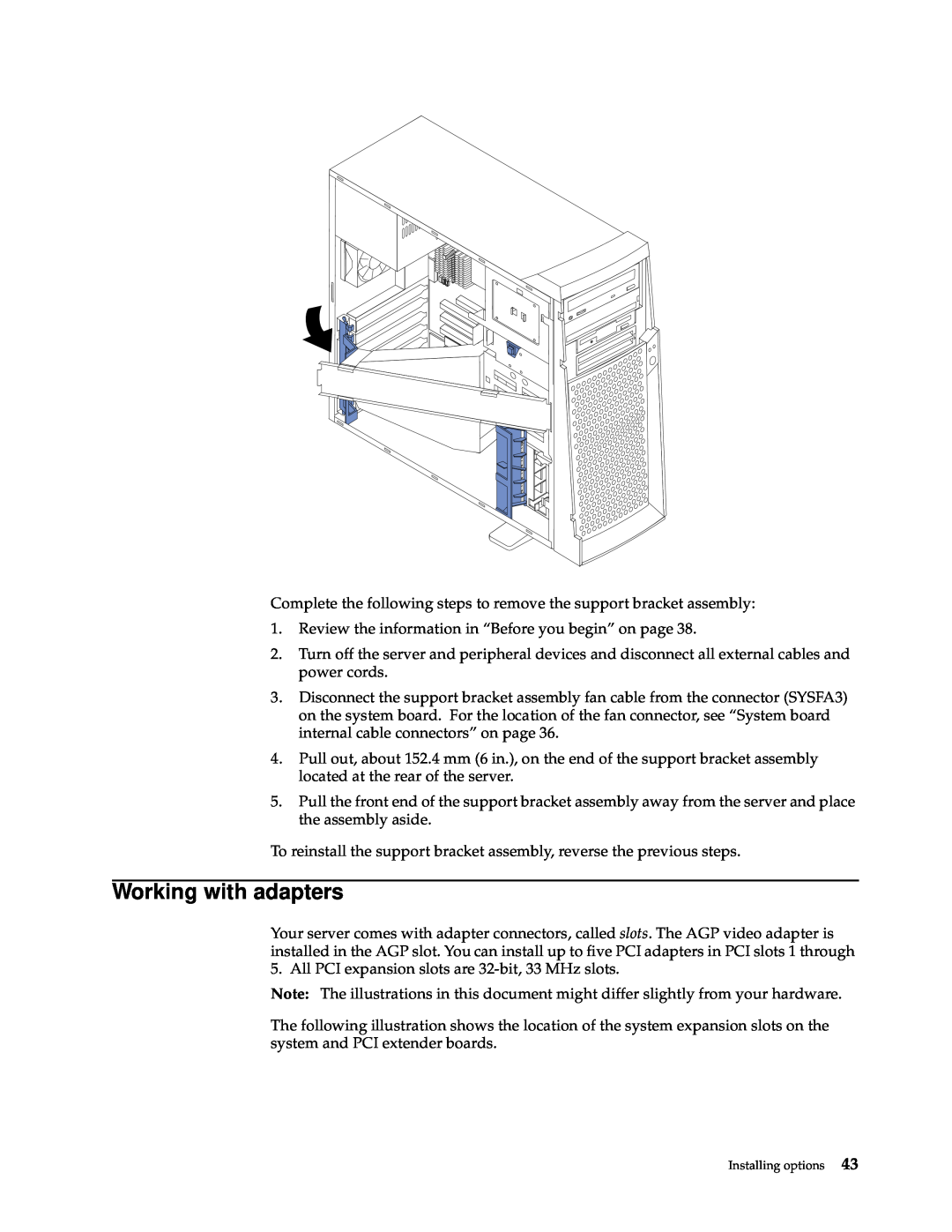 IBM x Series 200 manual Working with adapters 