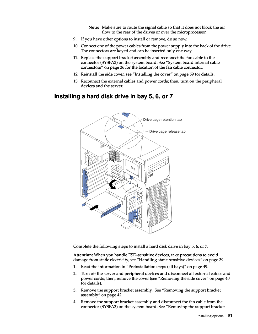 IBM x Series 200 manual Installing a hard disk drive in bay 5, 6, or 