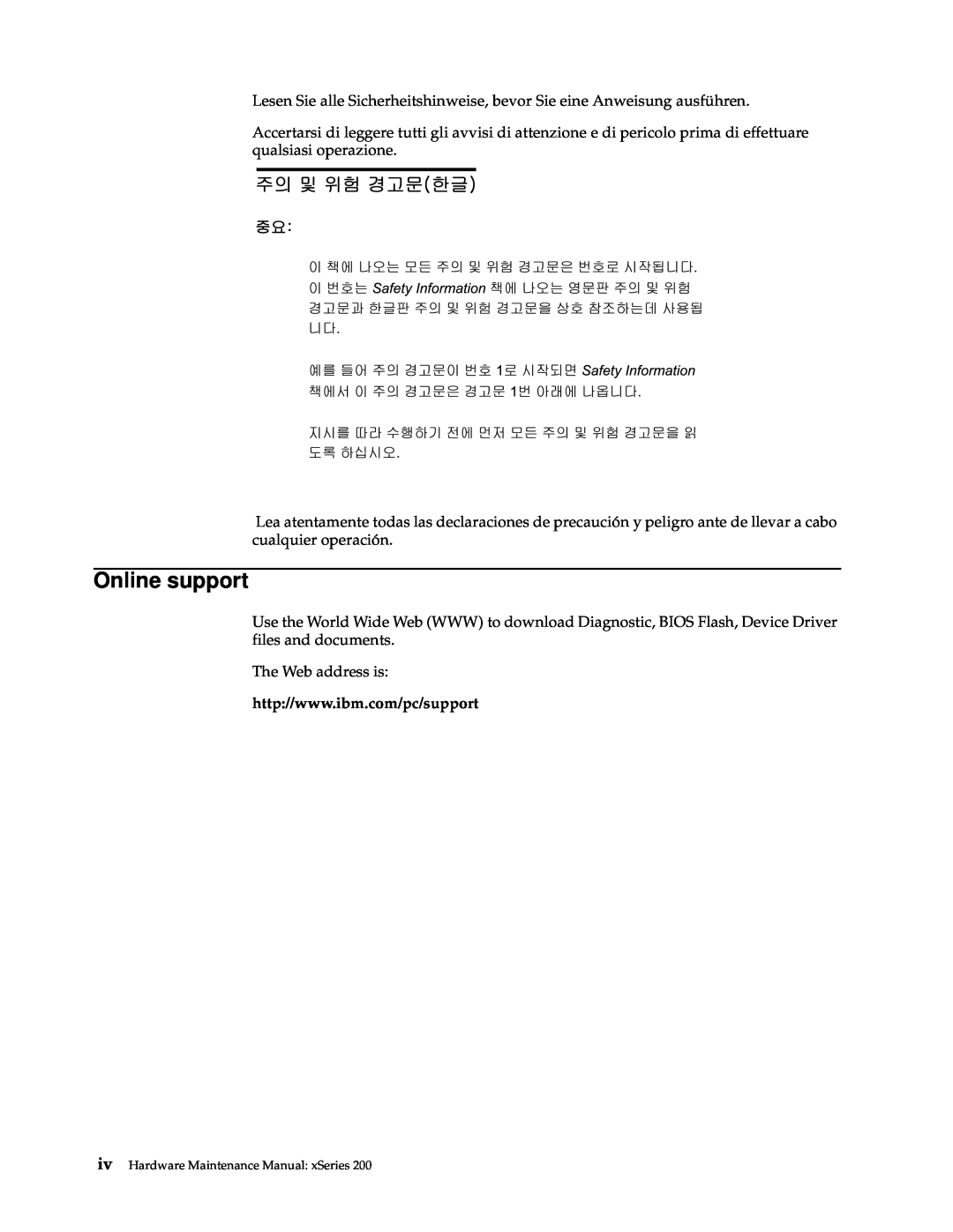 IBM x Series 200 manual Online support 