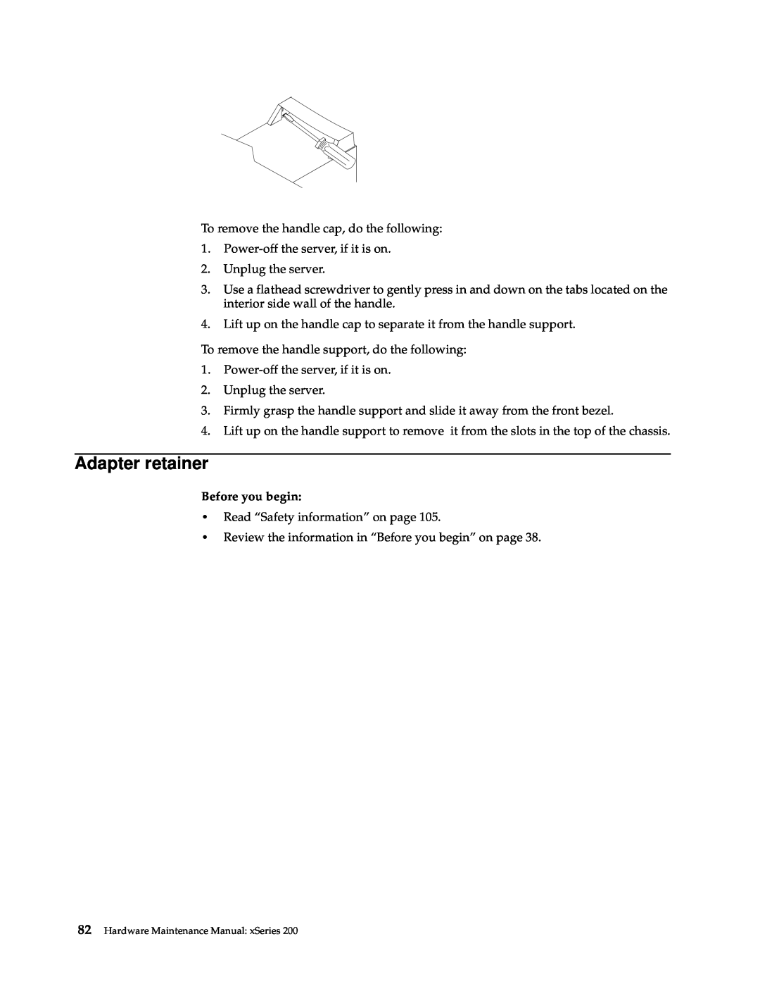 IBM x Series 200 manual Adapter retainer, Hardware Maintenance Manual xSeries 