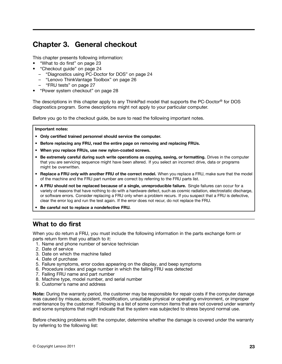 IBM X121E manual General checkout, What to do first 