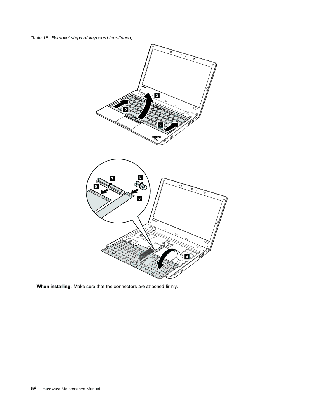 IBM X121E manual Removal steps of keyboard 