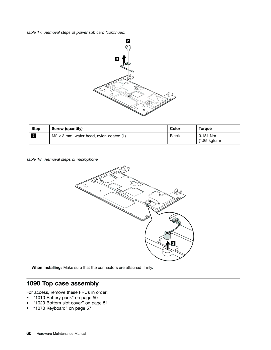 IBM X121E manual Top case assembly, Step Screw quantity Color Torque 