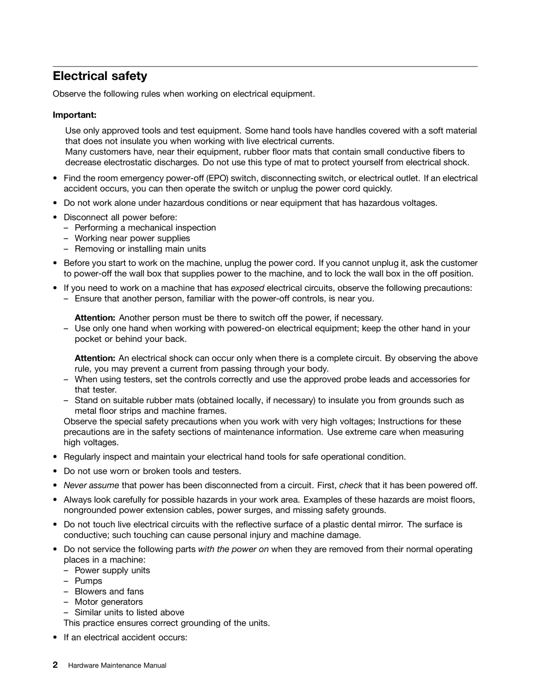 IBM X121E manual Electrical safety 