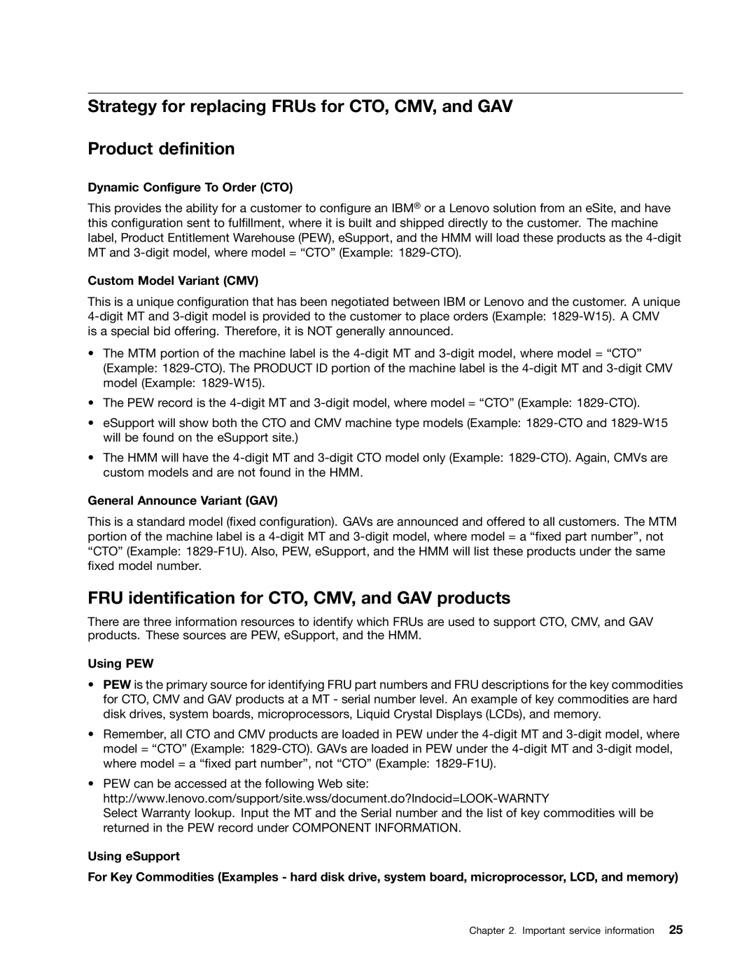 IBM X220I manual FRU identification for CTO, CMV, and GAV products, Dynamic Configure To Order CTO 