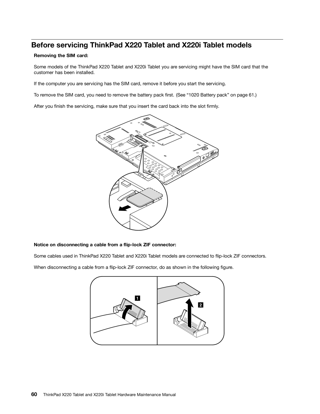 IBM X220I manual Removing the SIM card 