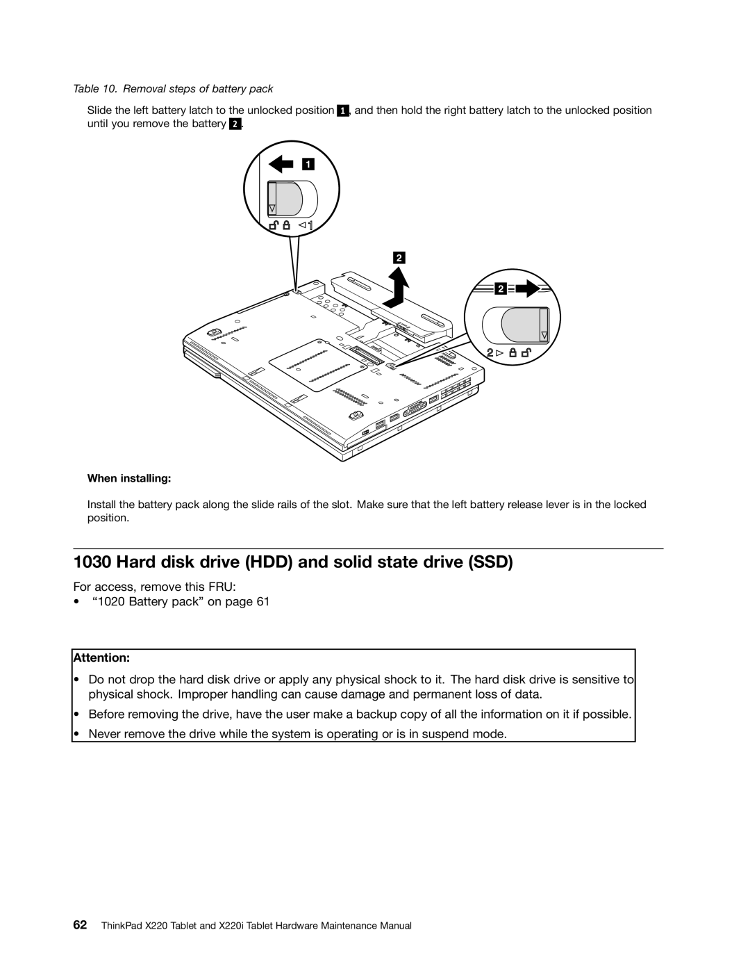 IBM X220I manual Hard disk drive HDD and solid state drive SSD, When installing 