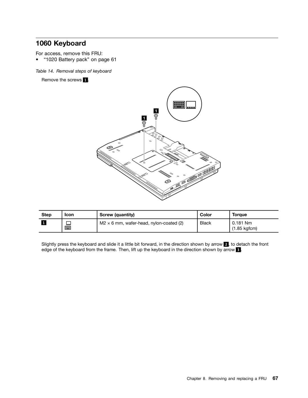 IBM X220I manual Keyboard, Step Icon Screw quantity Color Torque 