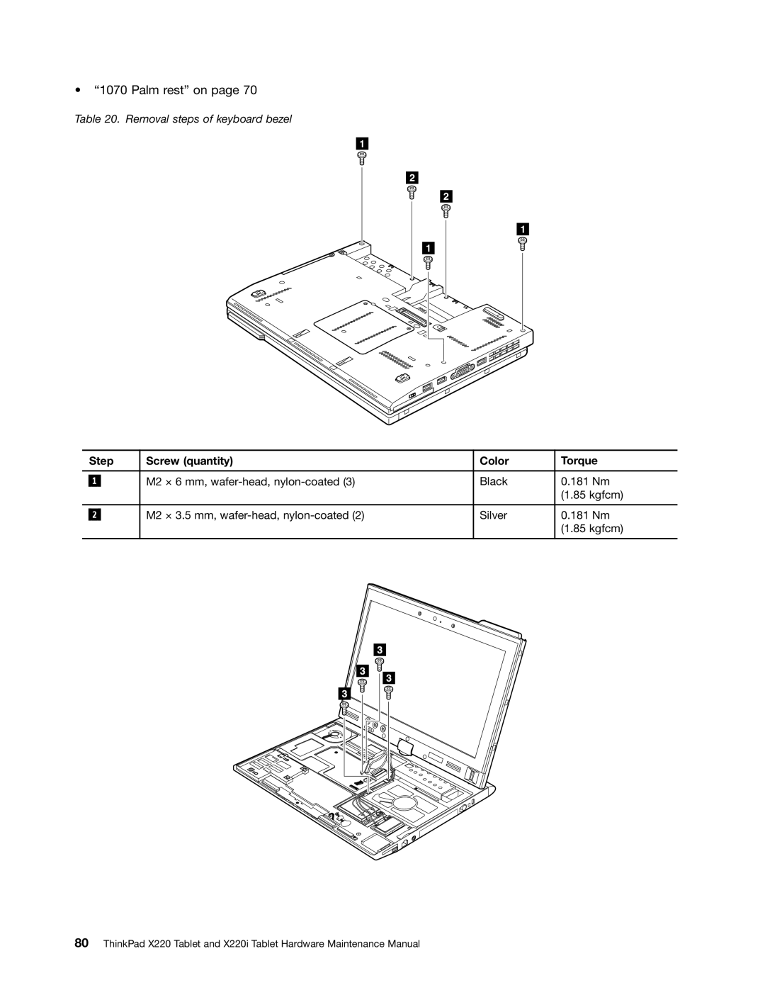 IBM X220I manual Removal steps of keyboard bezel 