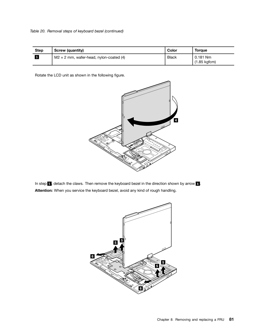 IBM X220I manual Step Screw quantity Color Torque 