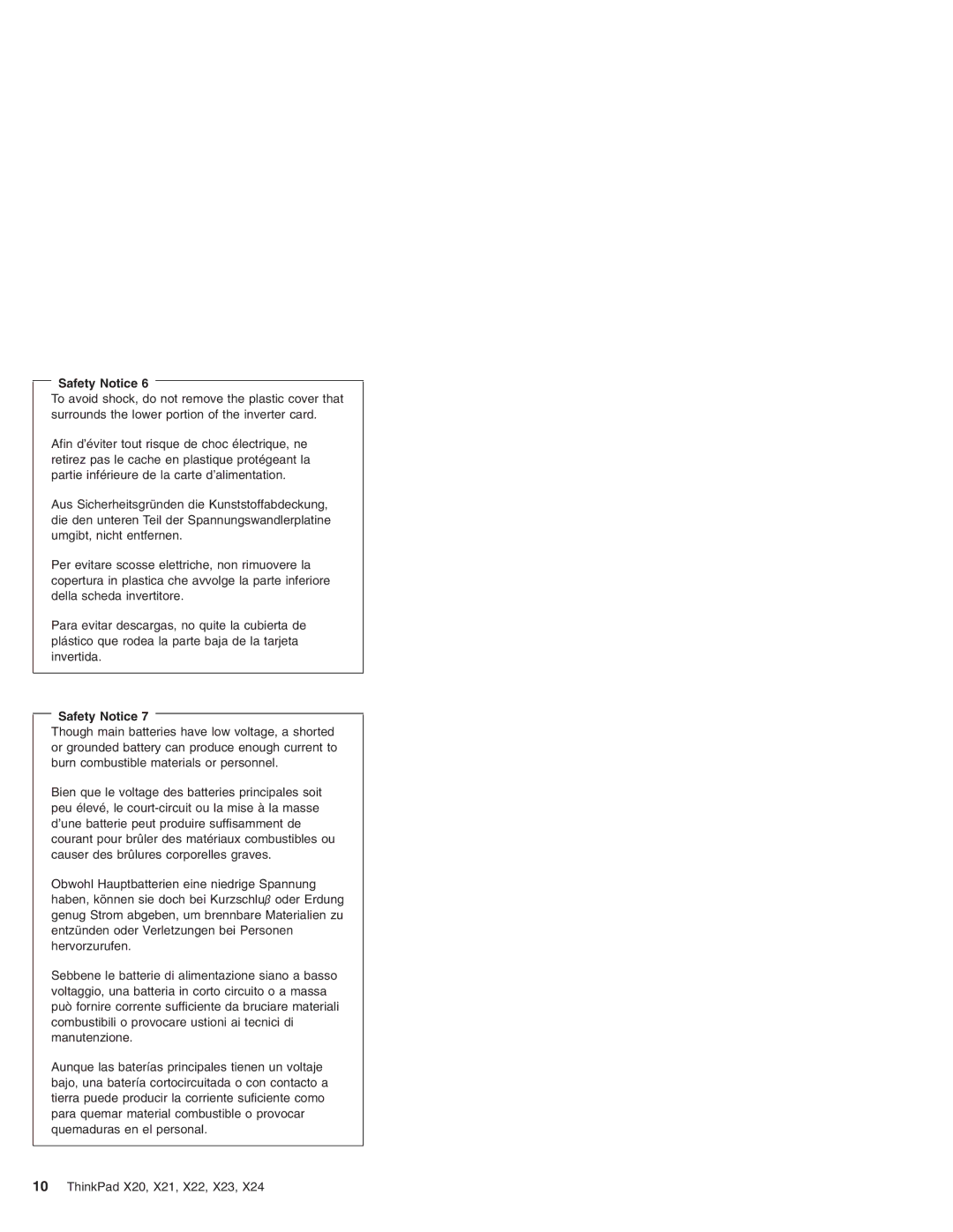 IBM X21, X23, X24, X22, X20 manual Safety Notice 