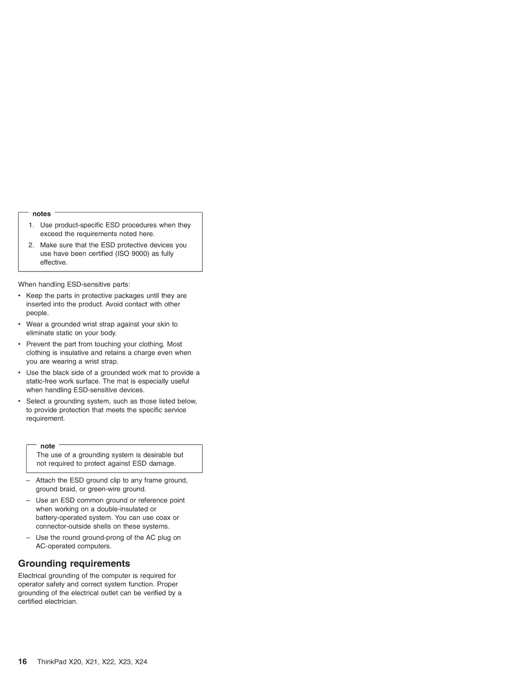 IBM X23, X24, X22, X20, X21 manual Grounding requirements 