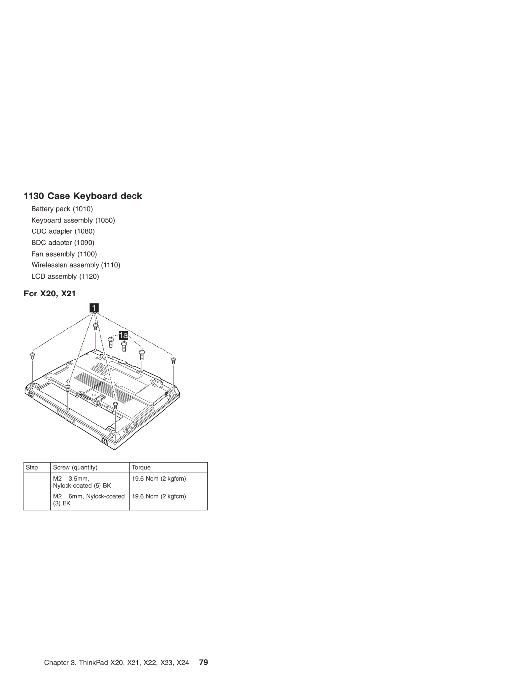 IBM X23, X24, X22, X21 manual Case Keyboard deck, For X20 