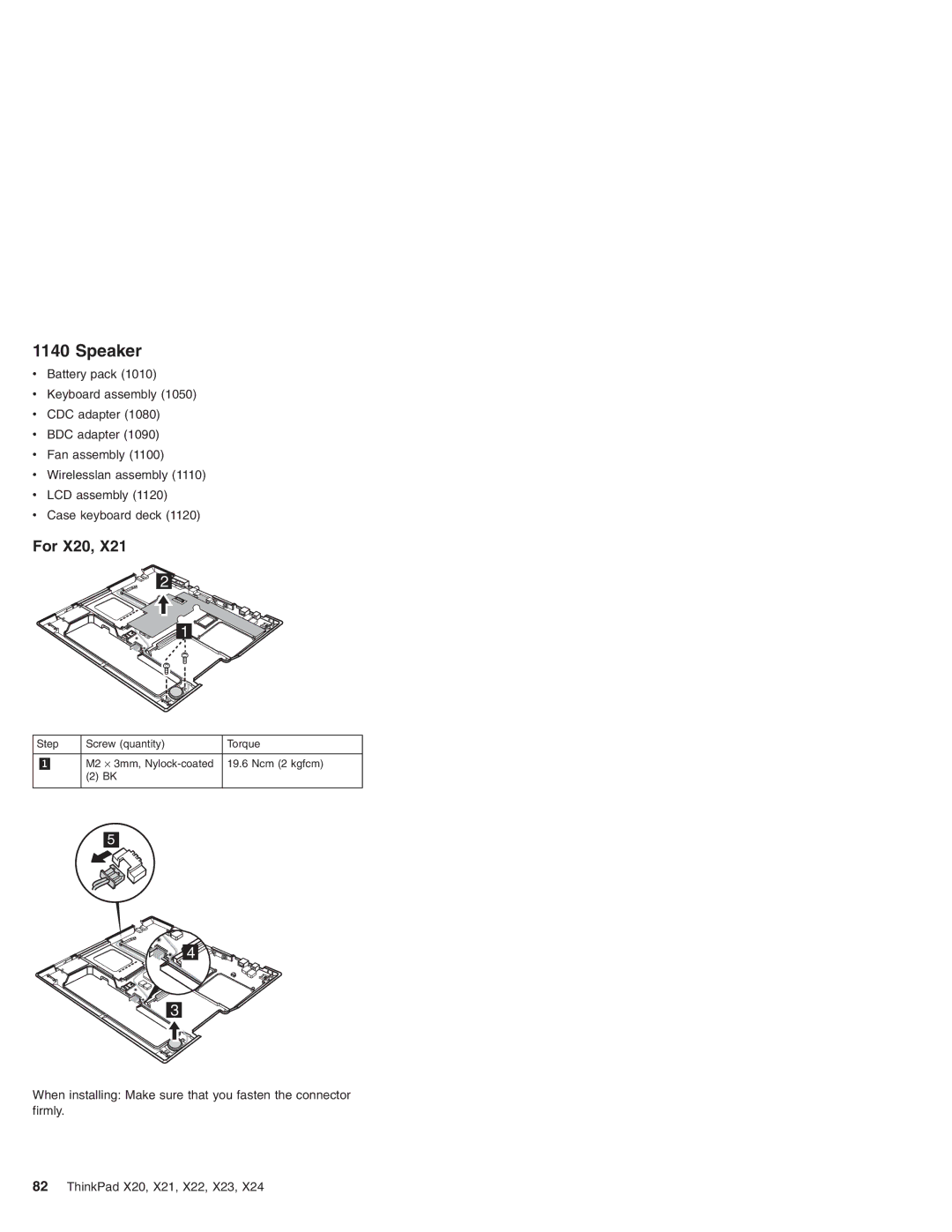 IBM X24, X23, X22, X21 manual Speaker, For X20 