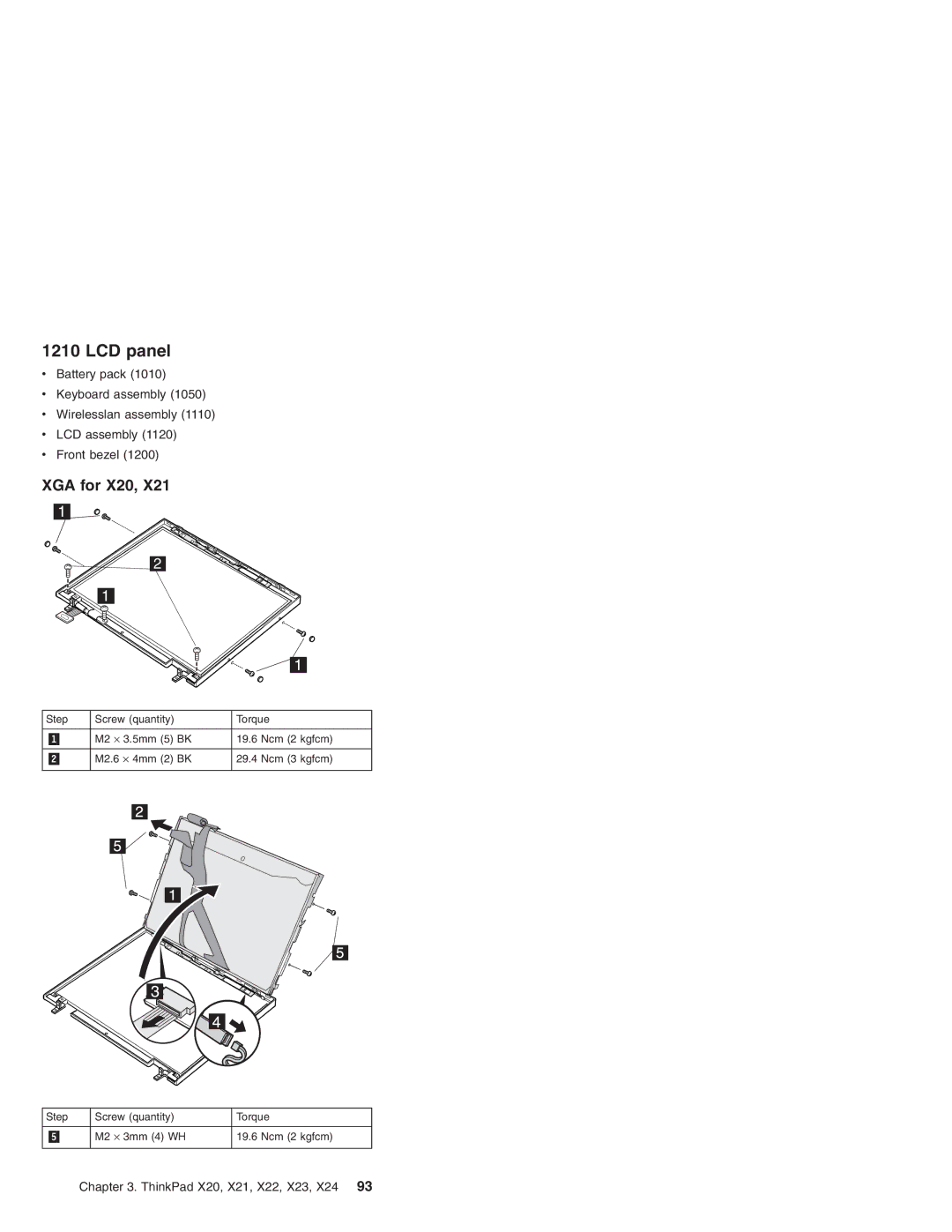 IBM X22, X23, X24, X21 manual LCD panel, XGA for X20 