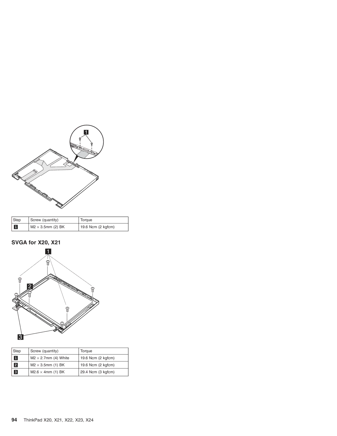 IBM X23, X24, X22, X21 manual Svga for X20 