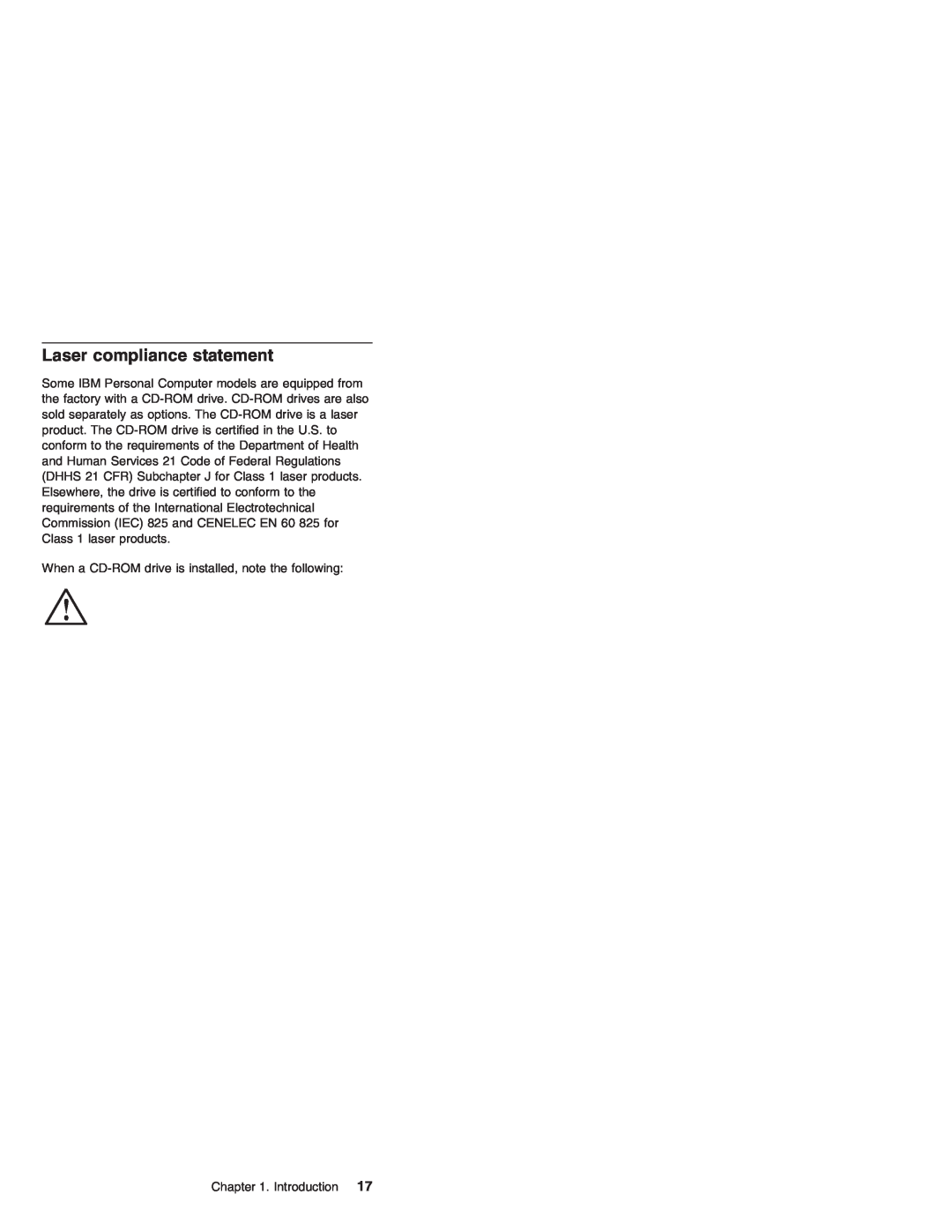 IBM X24, X23, X22, X20, X21 manual Laser compliance statement 