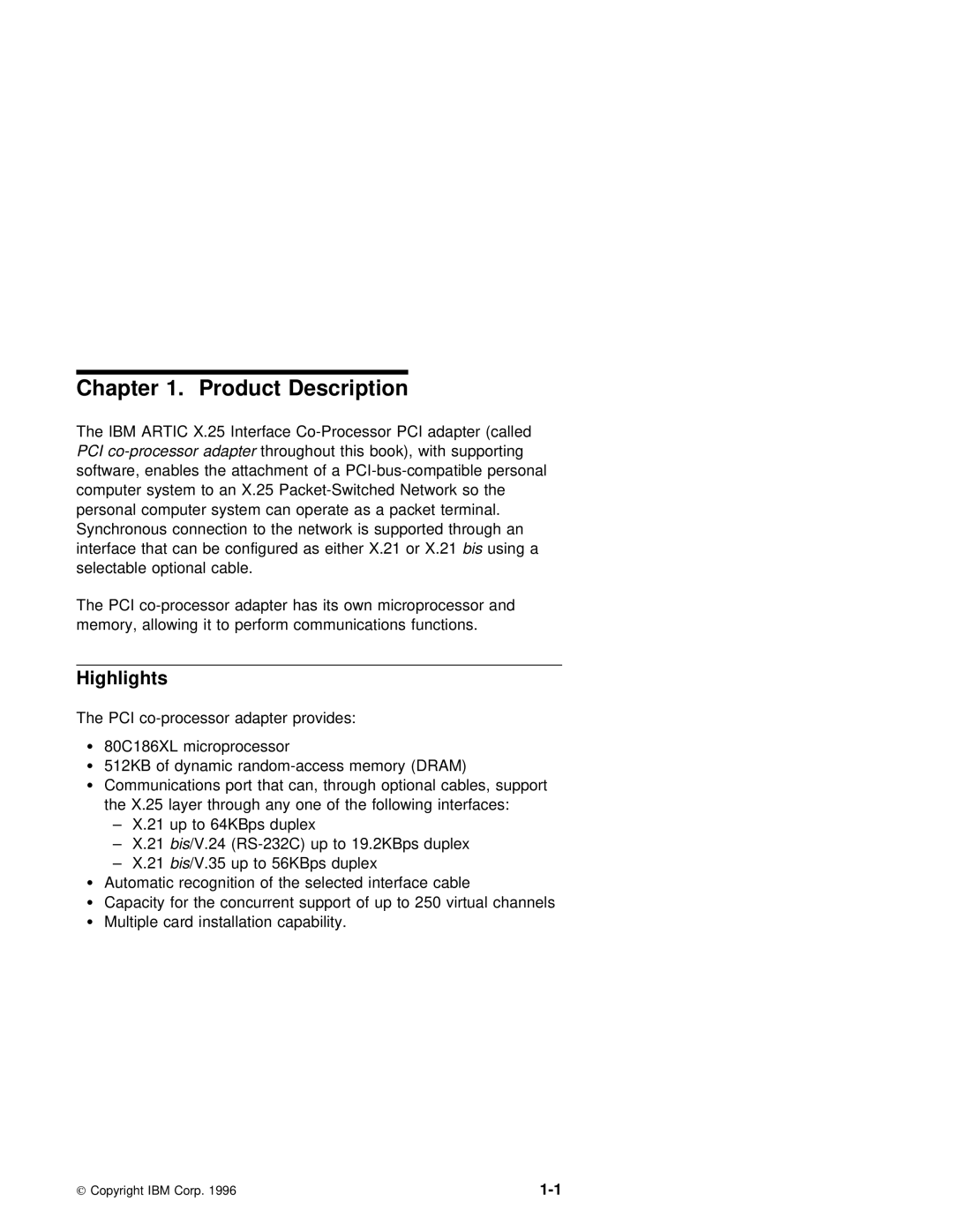 IBM X.25 manual Product Description, Highlights 