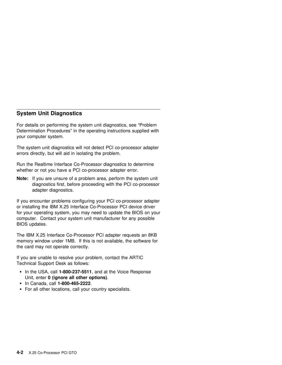 IBM X.25 manual System Unit Diagnostics, Options 