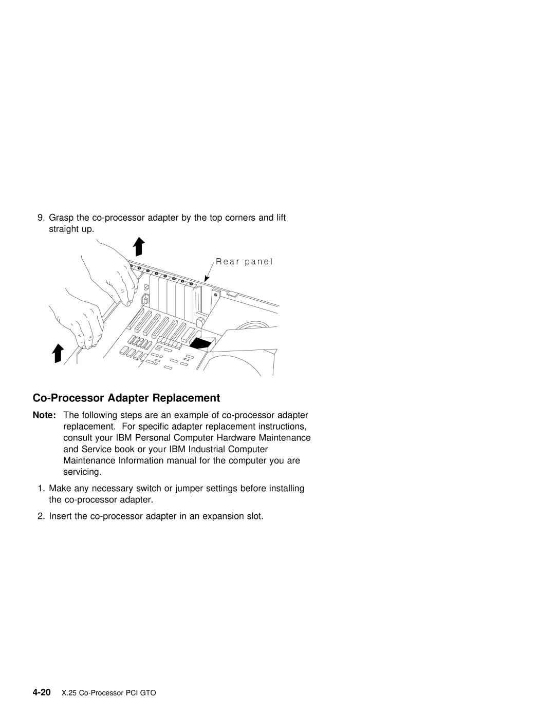 IBM X.25 manual Co-Processor Adapter Replacement 
