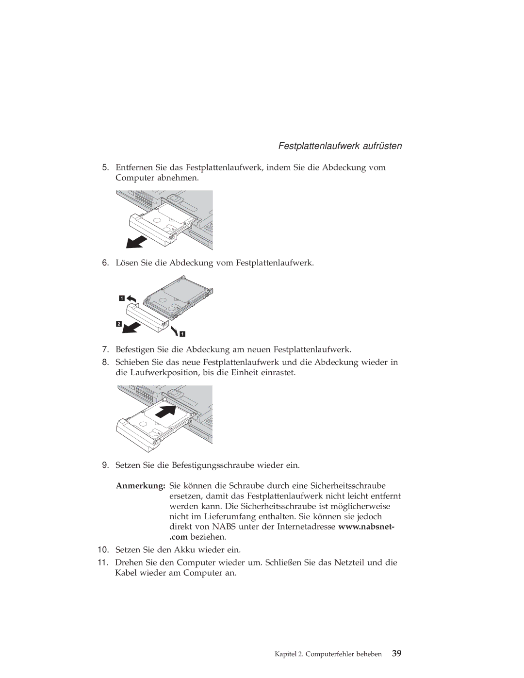 IBM X30 manual Festplattenlaufwerk aufrüsten 