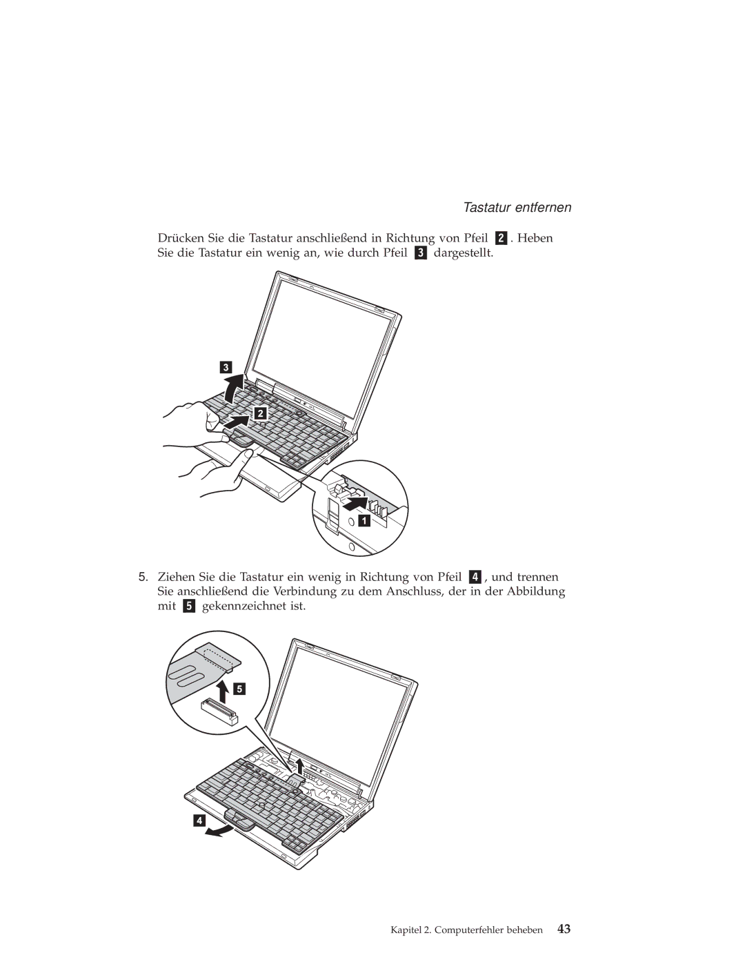 IBM X30 manual Tastatur entfernen 