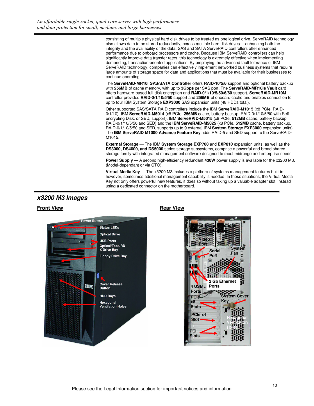 IBM specifications X3200 M3 Images, Pci 