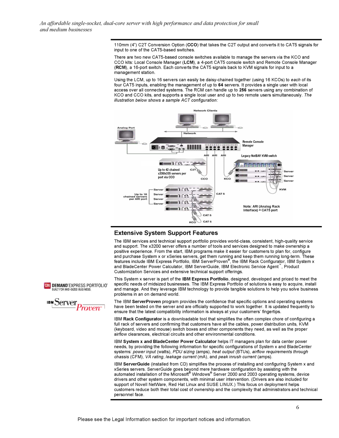 IBM X3200 specifications Extensive System Support Features 