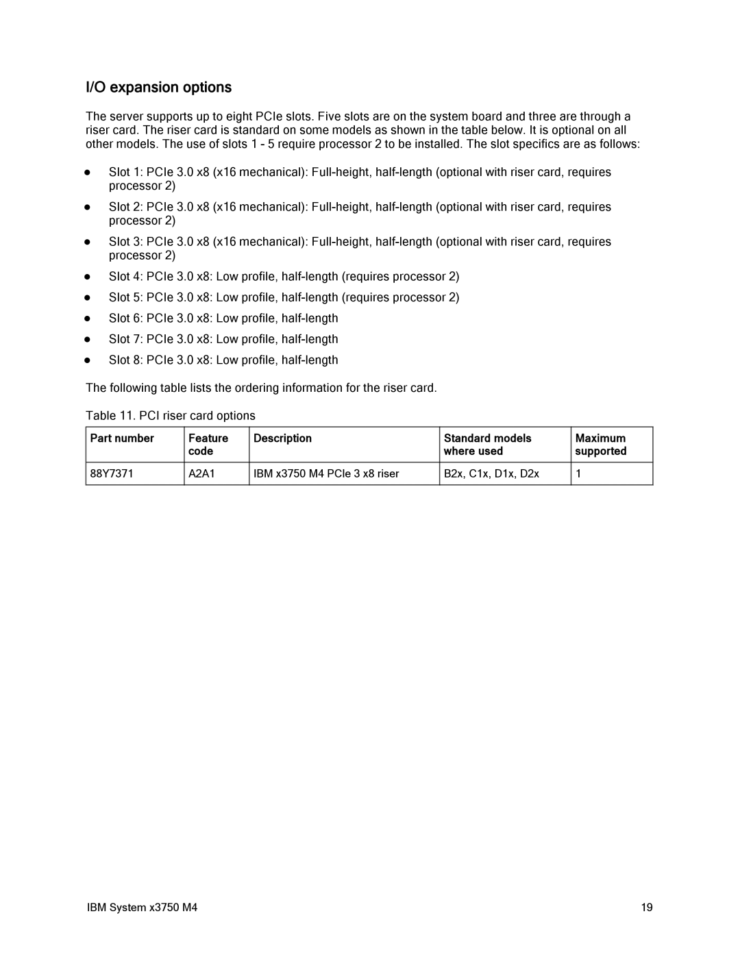 IBM 88Y7429, x3759 M4 manual Expansion options 